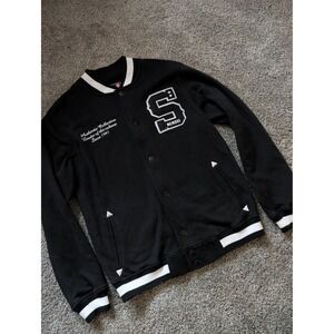 Southpole Mens Black Varsity Jacket MCMXCI S Logo Athletic Style XL y2k